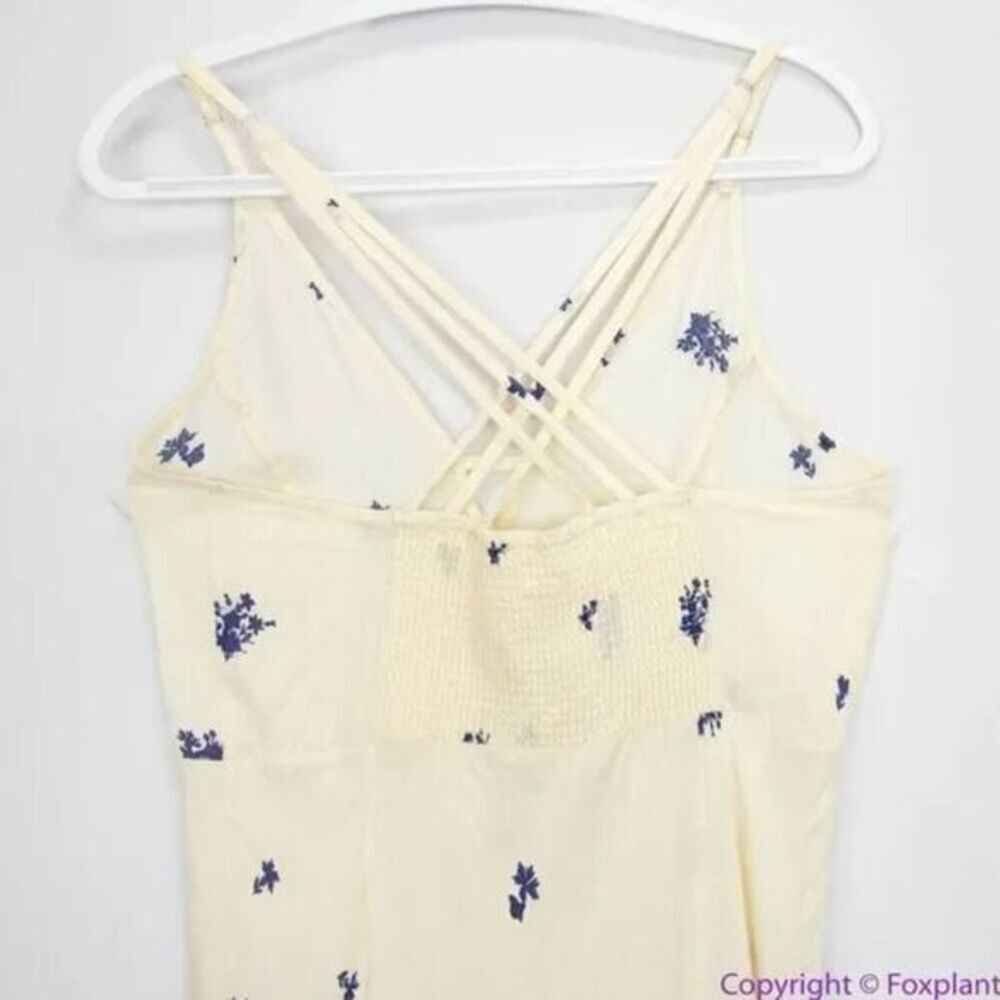 New! Free People Get To‎ You Printed Maxi Dress Ivory Blue, L - Picture 7 of 16